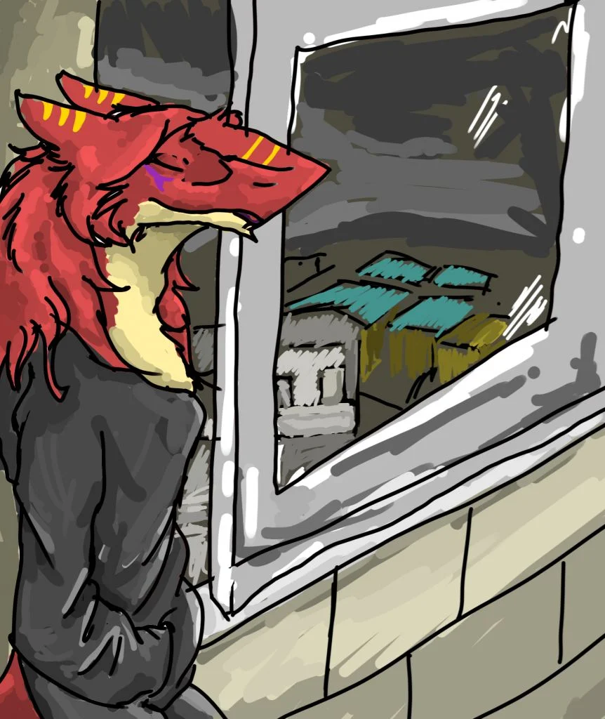 嗯... by 意克尔斯·桃, furry, sergal, 鲨狗