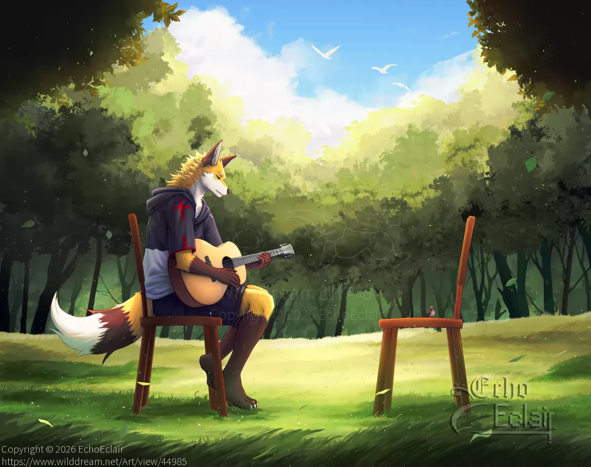 Singin' to an Empty Chair by EchoEclair, furry, 插画