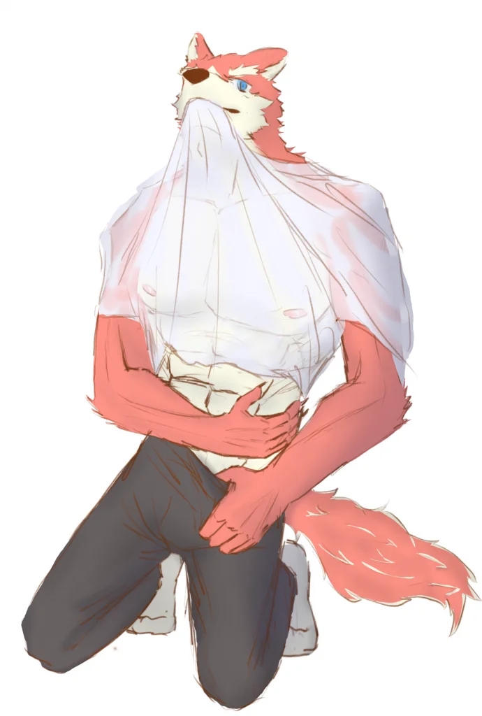 咬 by 松武原, furry, 狼, 板绘, 筋肉
