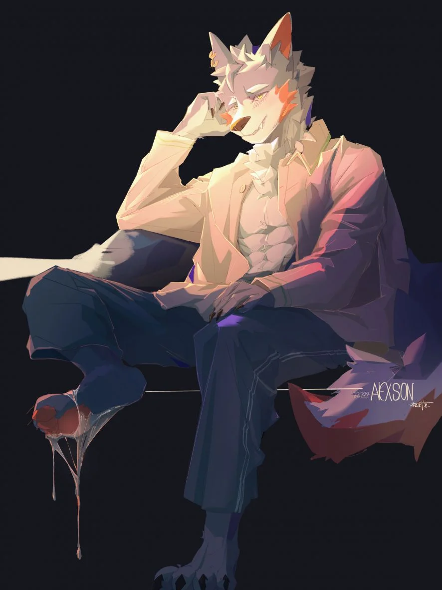 脚脏啦！ by 松武原, furry, 板绘, 狼, 犬