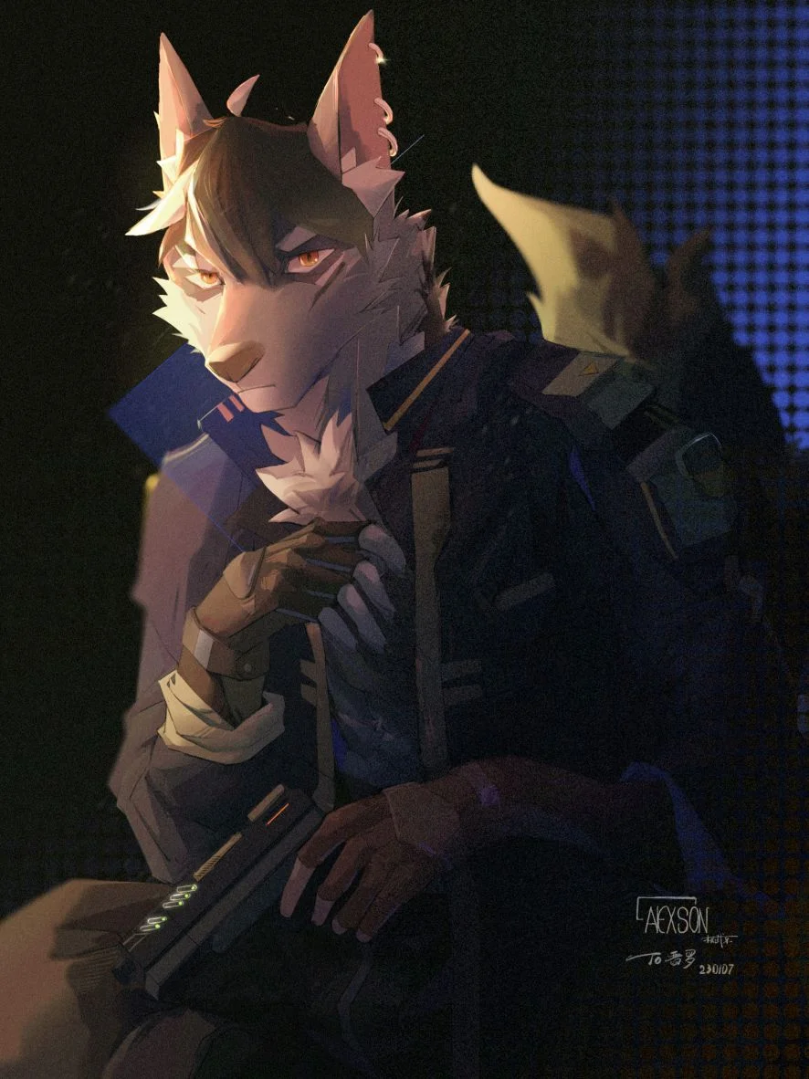 凝视 by 松武原, furry, 犬, 赠图, 狼, 筋肉, 板绘