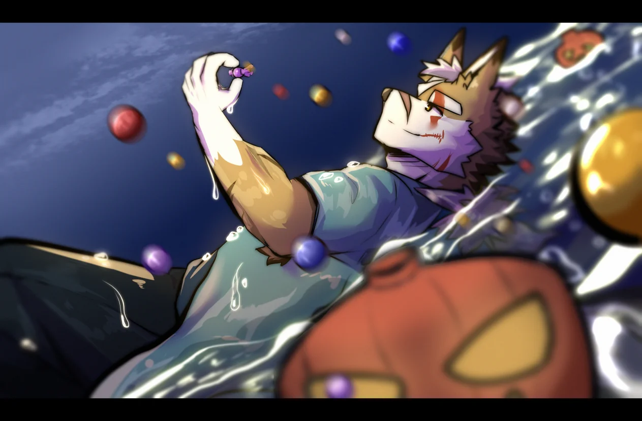 万圣节 by 春河雄, 原创, 插画, 狼