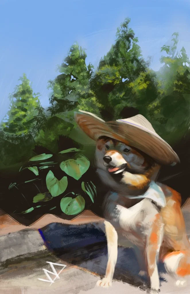 臨摹練習 狗與風景  by 汪弟, #柴犬, #臨摹