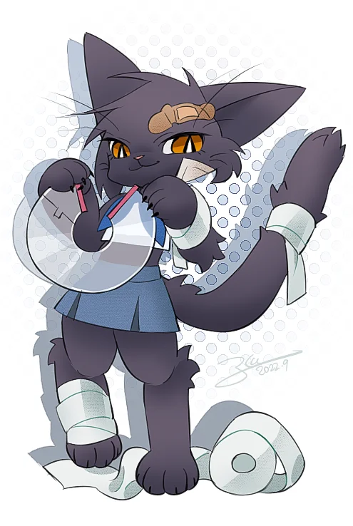 小黑猫 by 圭巢, OC, 猫, 兽娘
