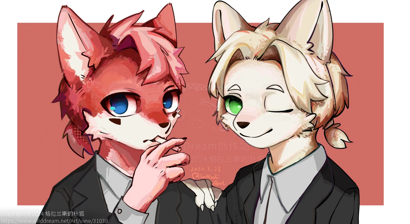 Couple by 格拉兰斯的秋狐, 秋狐, 兽人, Furry, 狼, wolf, 狗, Dog