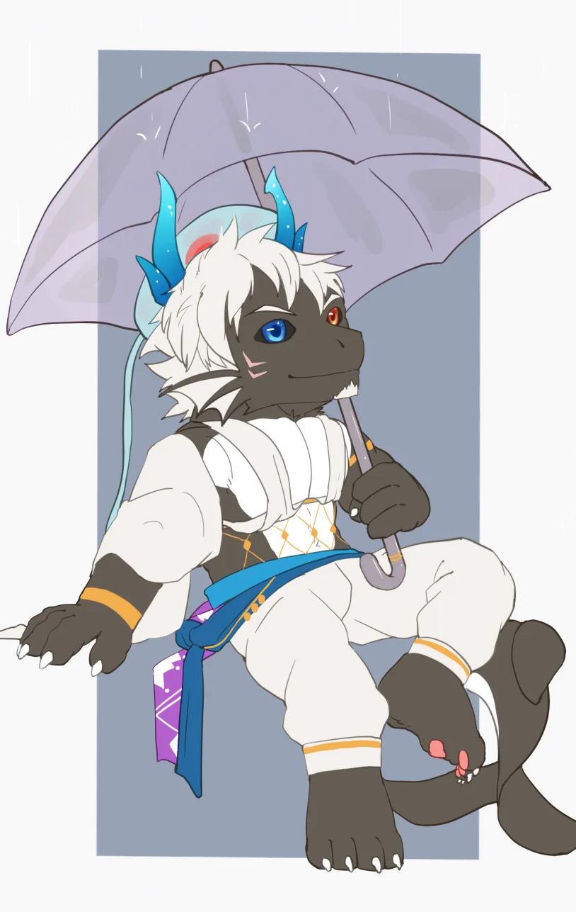 Q版练习 by 刊刊, furry, 全身, 兽人, 单人, 狗, 龙