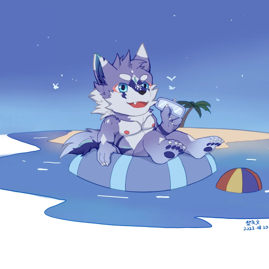 Q版委托 by 刊刊, furry, 全身, 兽人, 帅, 狼