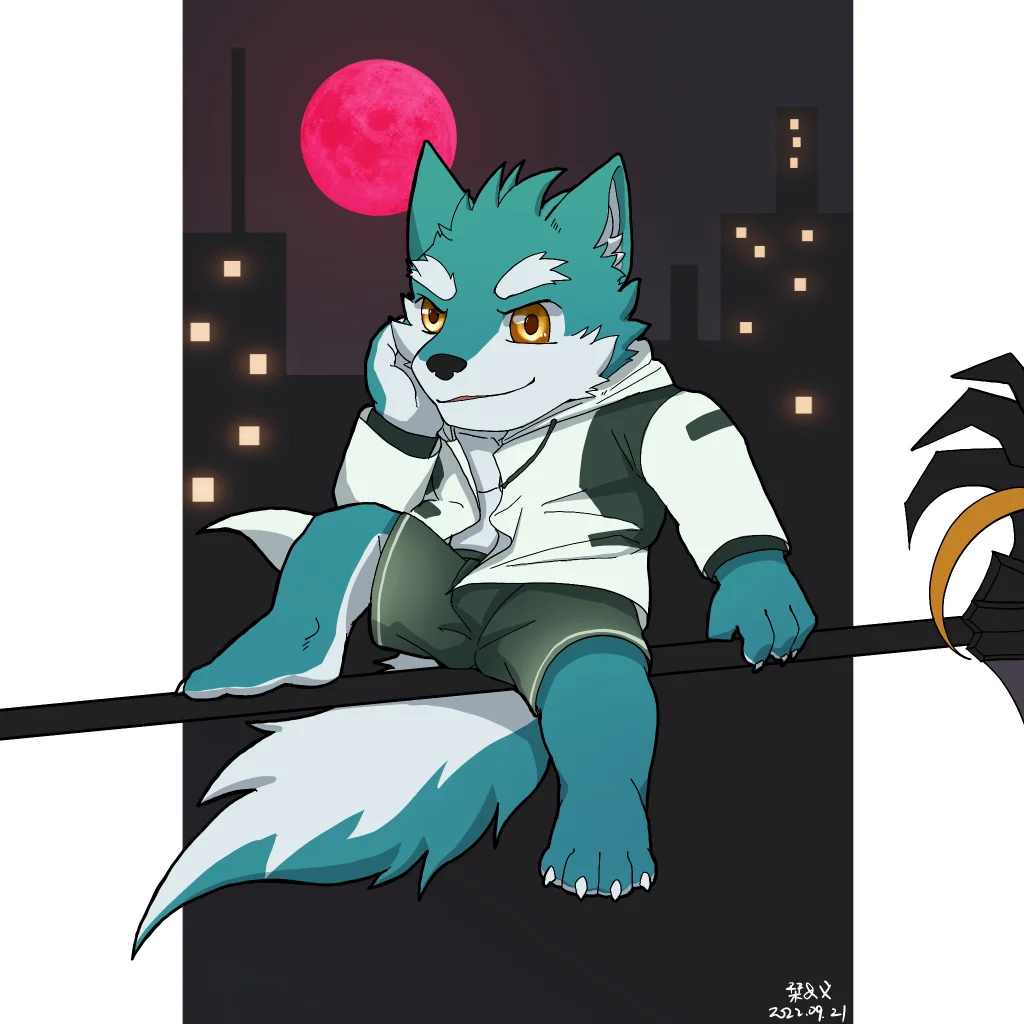 月轮的Q版委托 by 刊刊, 兽人, Q版, 帅, furry, 全身