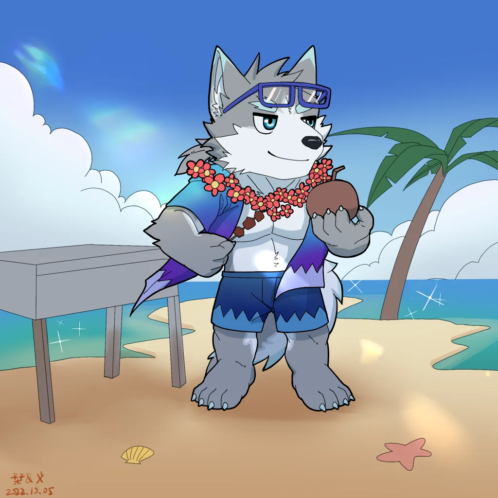 椰汁的Q版委托 by 刊刊, furry, 帅, 全身, 兽人, Q版