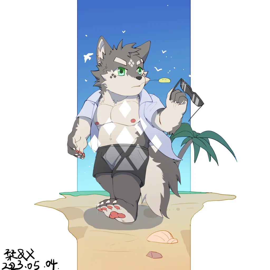 云逸的Q版委托 by 刊刊, 兽人, 全身, Q版, 狼