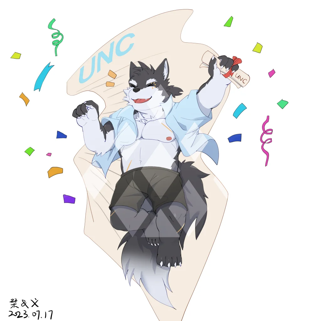 阿白Q版委托 by 刊刊, Q版, 全身, 兽人, 狼