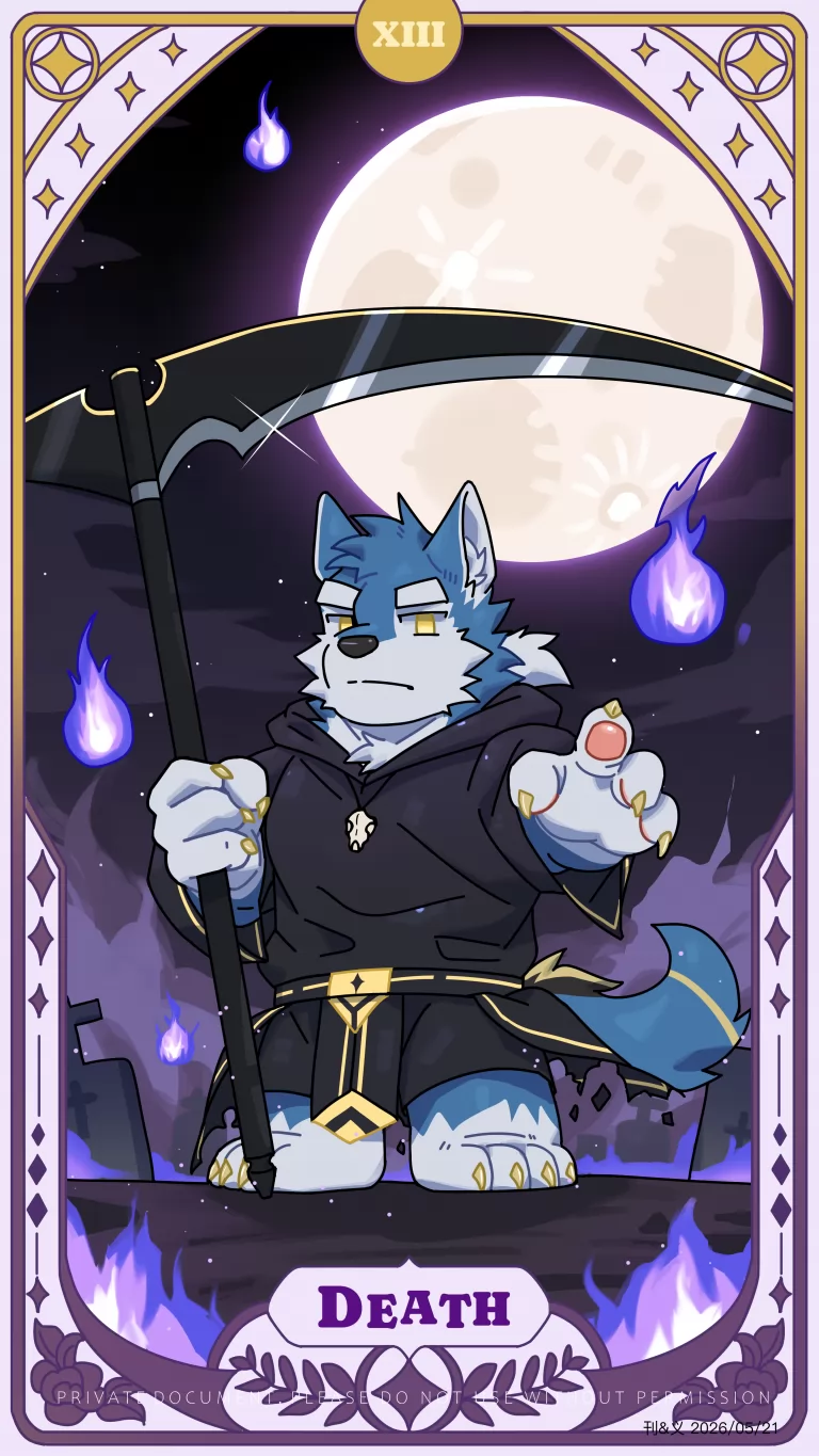冥熠Q版塔罗牌 by 刊刊, furry, Q版, 全身, 兽人, 塔罗牌