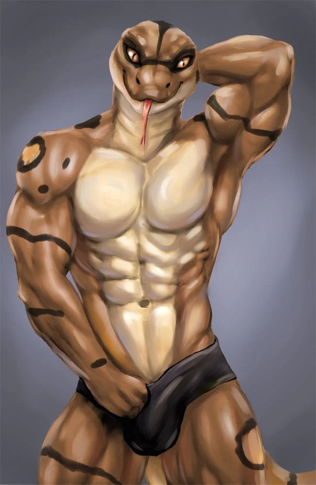 蛇人 by 时间猫, 蛇, 肌肉