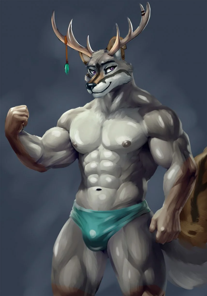 鹿犬 by 时间猫, 肌肉, 狼, 鹿
