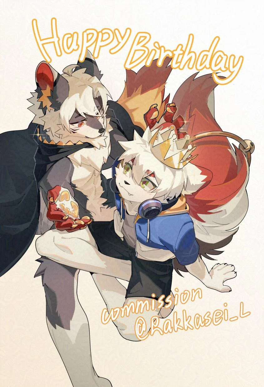 金绒-生贺双人s委托 by 花生RKS, 兽人, 插图, 狗, 猫, 立绘
