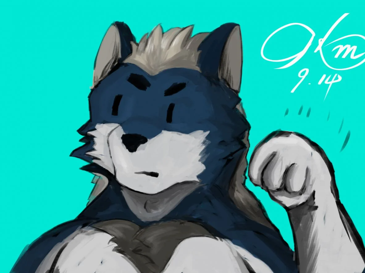 我摸我自己 by 合墨, #furry, #OC, #原创, #狼