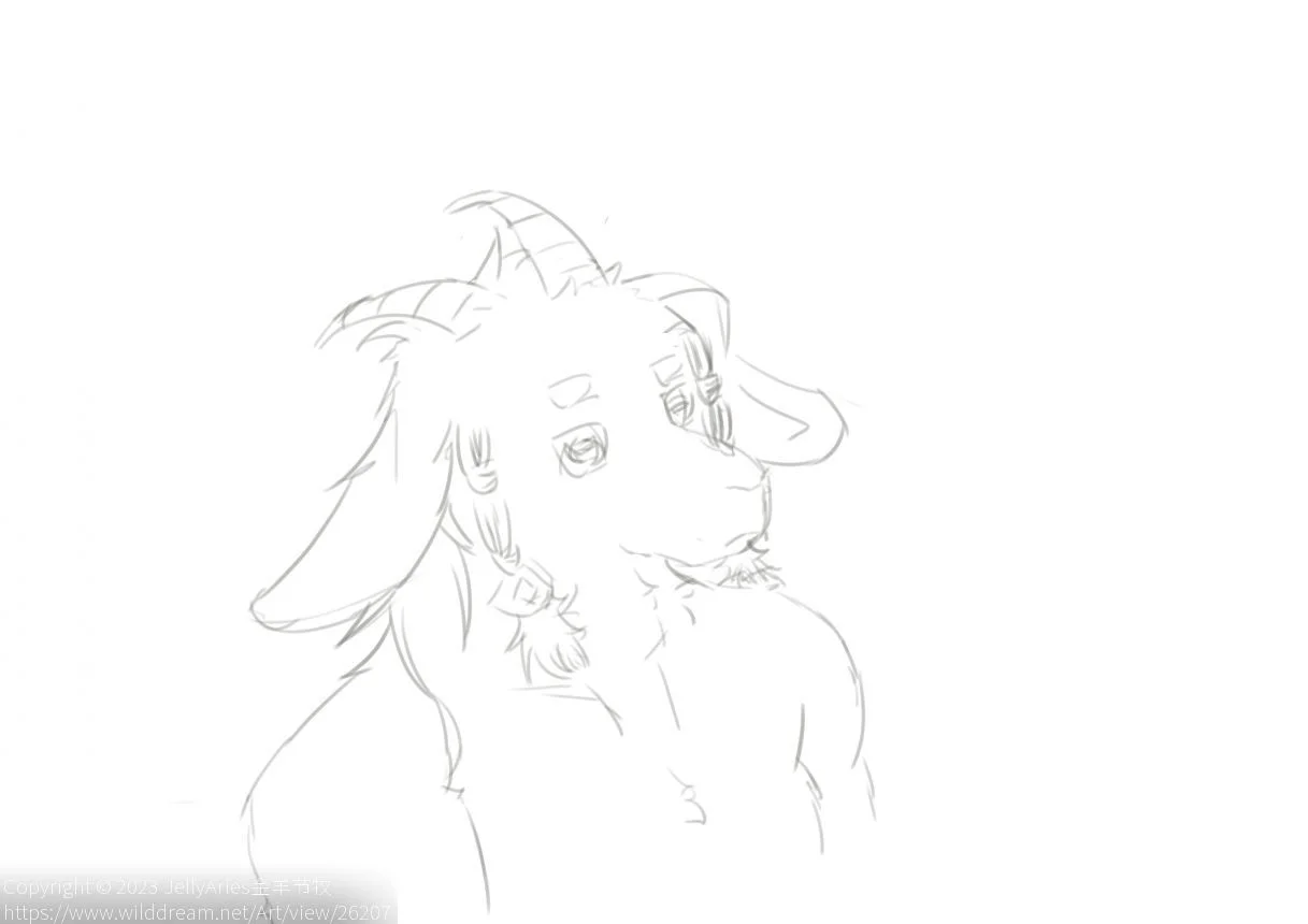 摸鱼230702 by JellyAries金羊节牧, furry, sheep, 半身, 羊