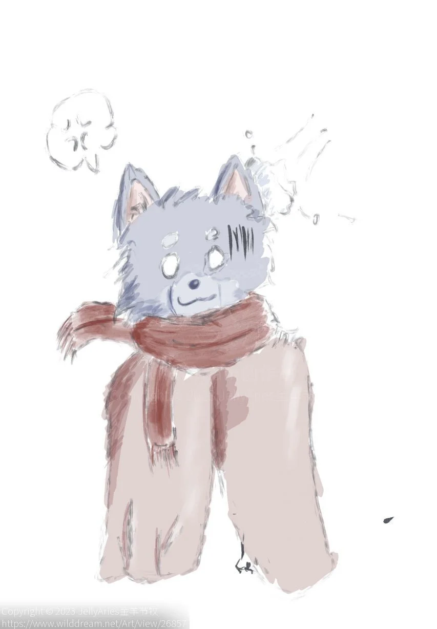 刘麟苍 赠图 被雪球砸 by JellyAries金羊节牧, 原创, furry, 狼