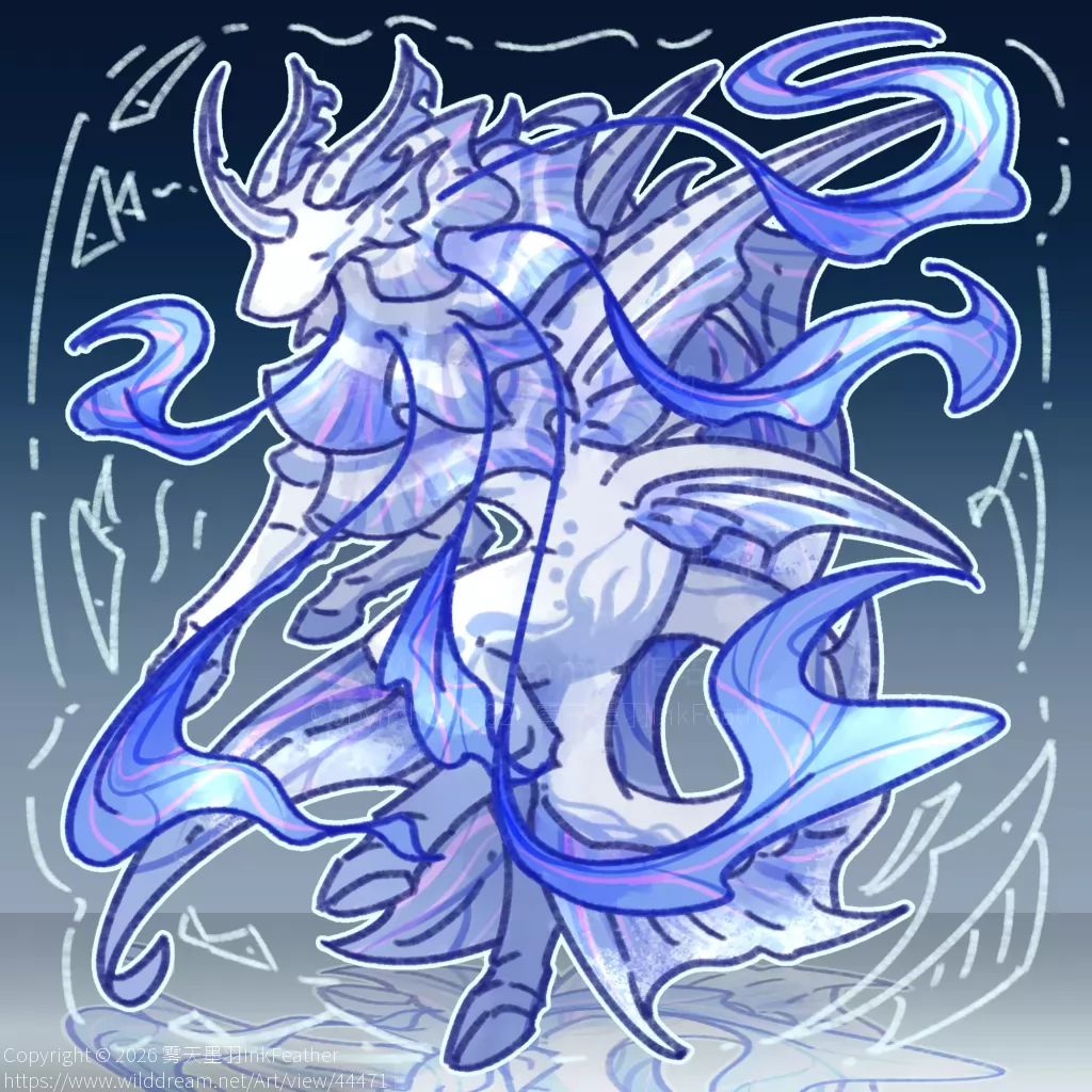 幻想生物小q背景31 by 雾天墨羽InkFeather, 伪厚涂, 兽设, 幻想生物, 有偿, 水生