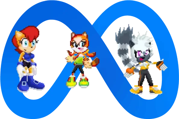 Sally, Marine and Tangle and the new Meta logo by Marc Brown by shwapneel1999