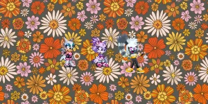 Rouge, Blaze and Tangle on the third flower pattern by Marc Brown by shwapneel1999