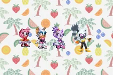 Amy, Rouge, Blaze and Tangle on the second fruit pattern by Marc Brown by shwapneel1999
