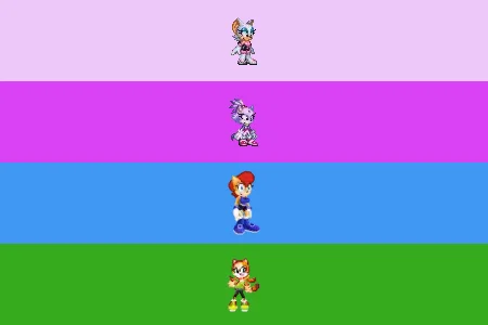 Rouge, Blaze, Sally and Marine on stripes part one by Marc Brown by shwapneel1999