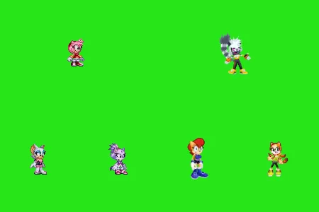 Amy, Tangle, Rouge, Blaze, Sally and Marine on the fourth new background by Marc Brown by shwapneel1999