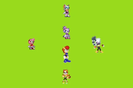 Amy, Tangle, Rouge, Blaze, Sally and Marine on the second new background by Marc Brown by shwapneel1999