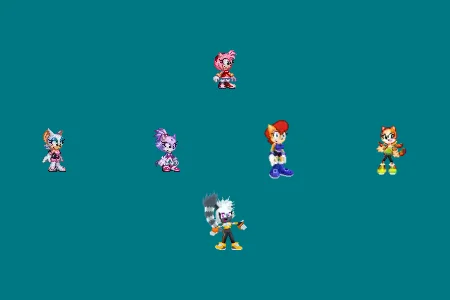 Amy, Tangle, Rouge, Blaze, Sally and Marine on the first new background by Marc Brown by shwapneel1999