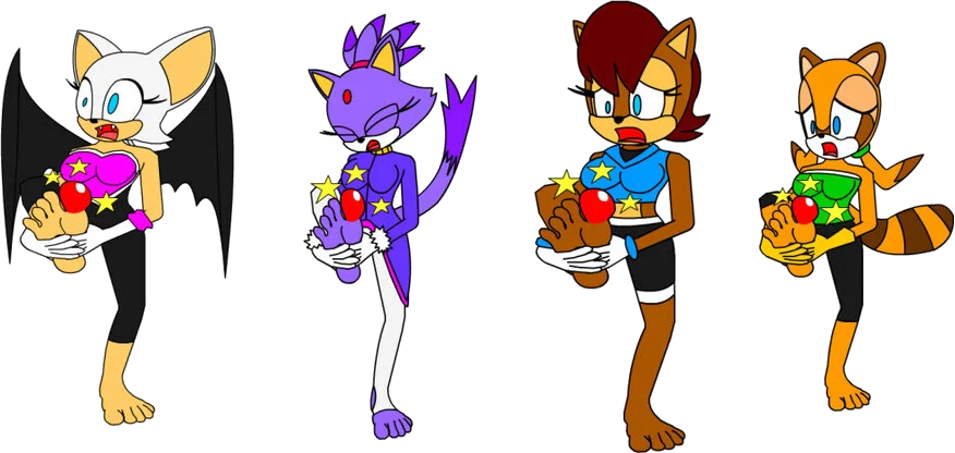 rouge_blaze_sally_and_marine_and_their_stubbed_toes by shwapneel1999