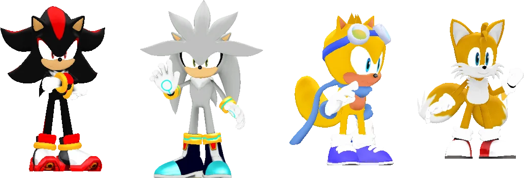 3d_shadow_silver_ray_and_tails_sprites by shwapneel1999