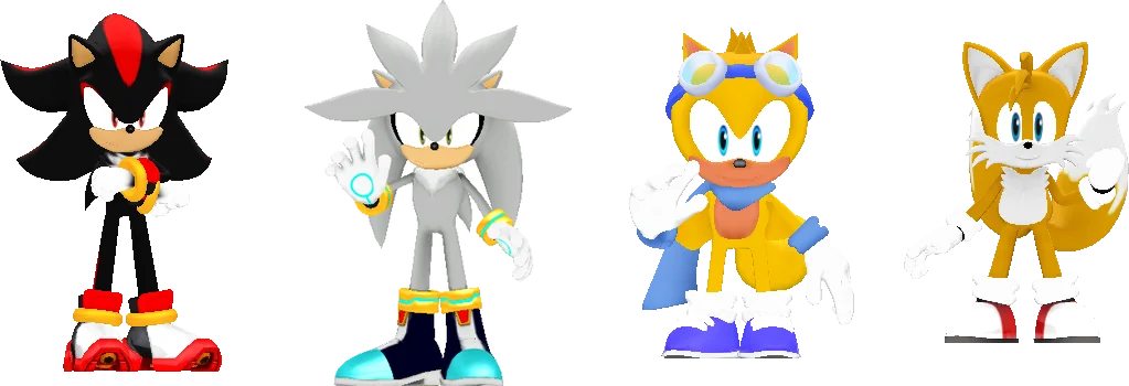 shadow_silver_ray_and_tails_as_3d_sprites by shwapneel1999