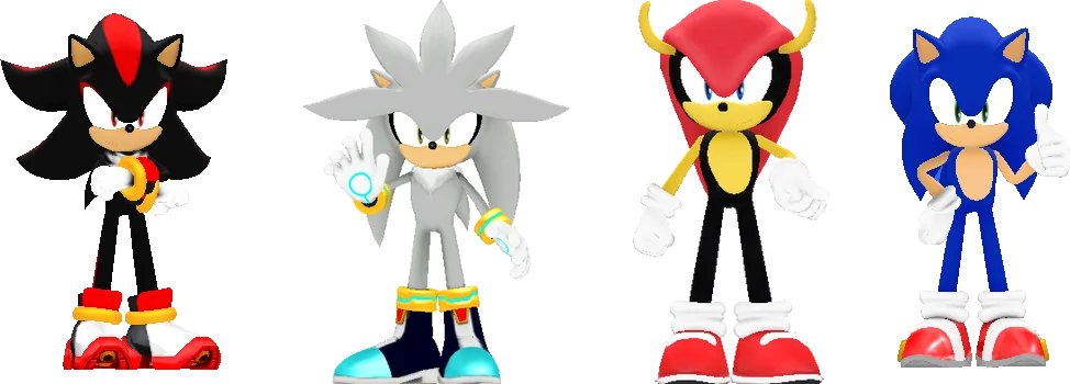shadow_silver_mighty_and_sonic_as_3d_sprites by shwapneel1999