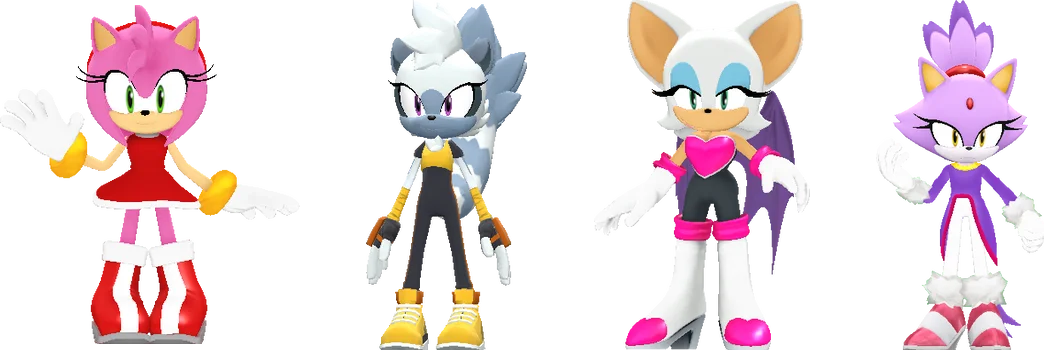 amy_tangle_rouge_and_blaze_as_3d_sprites by shwapneel1999