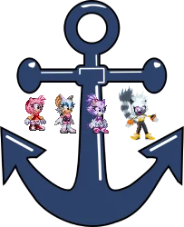 Amy, Rouge, Blaze and Tangle and the anchor by Marc Brown by shwapneel1999