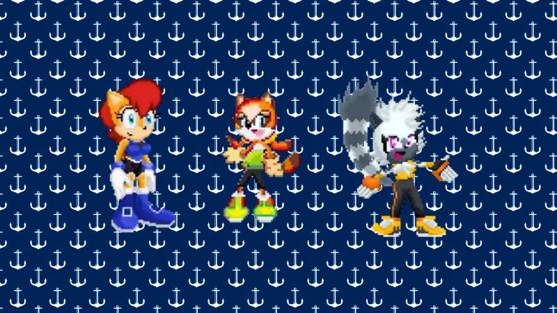 Sally, Marine and Tangle on the anchor background by Marc Brown by shwapneel1999