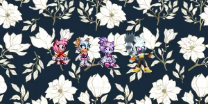 Amy, Rouge, Blaze and Tangle on the first flower pattern by Marc Brown by shwapneel1999