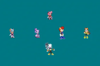 Amy, Tangle, Rouge, Blaze, Sally and Marine on the first new background by Marc Brown by shwapneel1999
