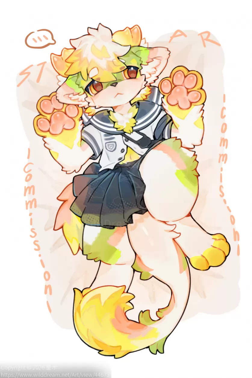 十指相扣也是可以的啦！ by 星木, furry, 全身, 兽绘, 立绘