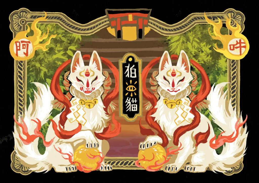 狛貓 by 黑桃_Castor, 貓, 和風, 日本