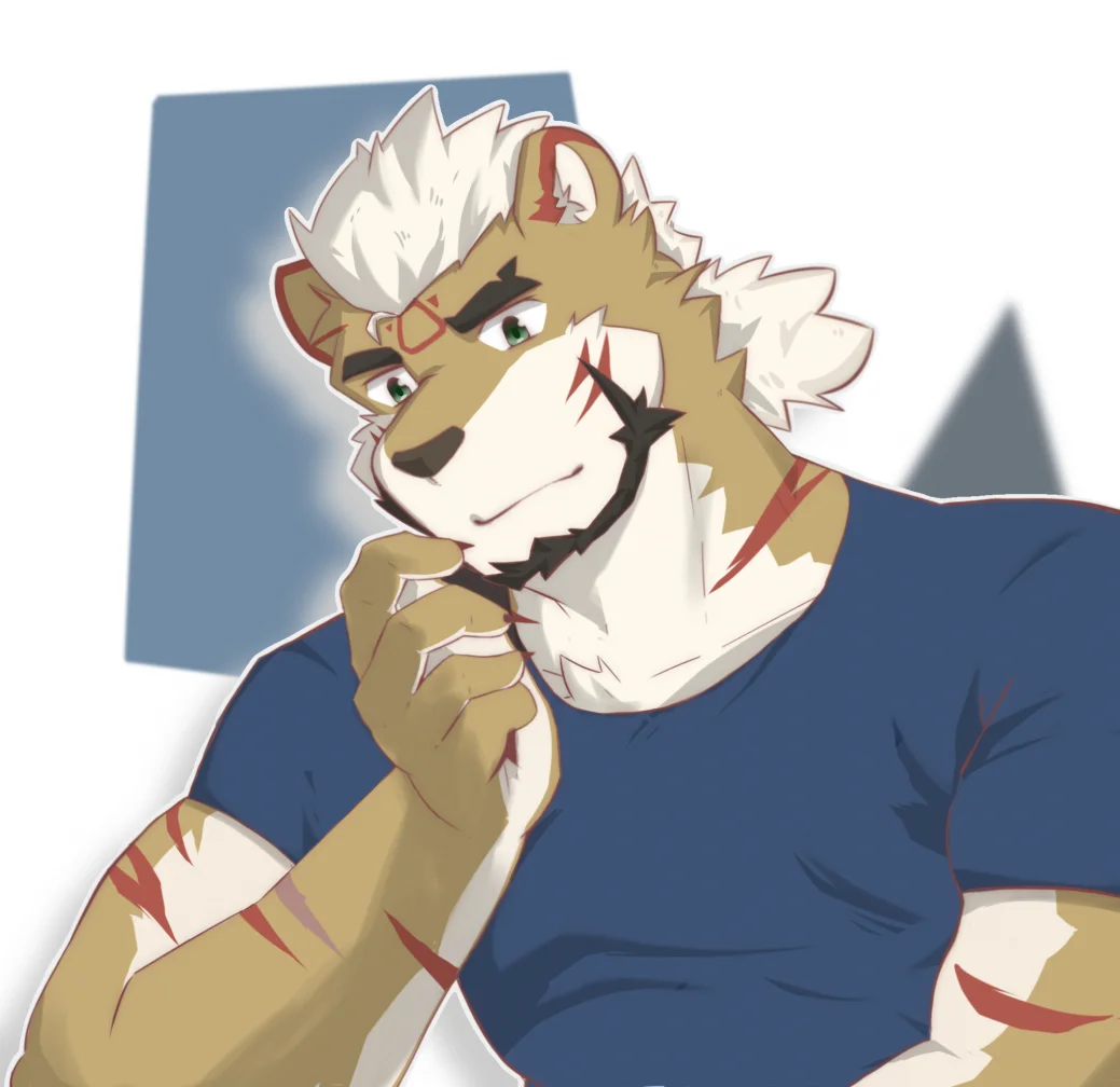 思考 by 九胖, furry, 虎
