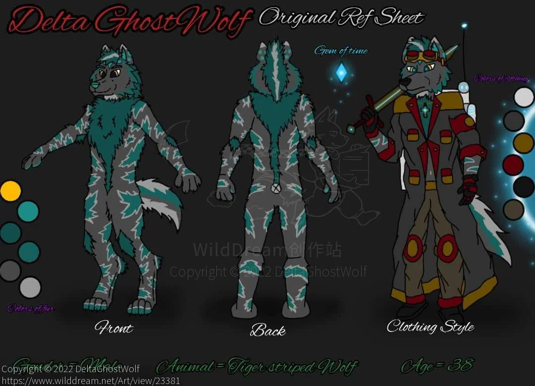 Delta's Reference Sheet by DeltaGhostWolf, Delta GhostWolf , Furry, Furry Fandom, Furry OC , Original artworks 